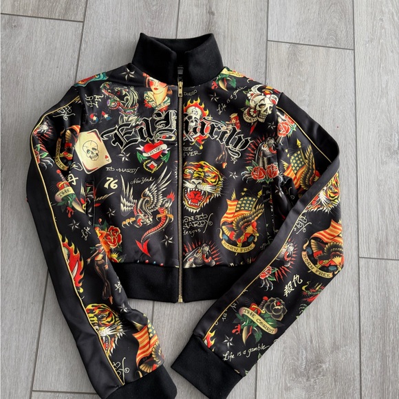Ed Hardy Women's Multicolor Graphic Bomber Jacket - Picture 1 of 3